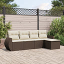 vidaXL 5-delige Loungeset met kussens poly rattan zwart