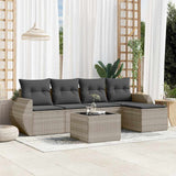 vidaXL 5-delige Loungeset met kussens poly rattan zwart