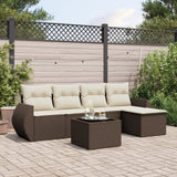 vidaXL 5-delige Loungeset met kussens poly rattan zwart