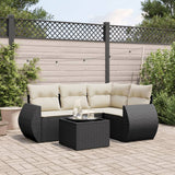 vidaXL 4-delige Loungeset met kussens poly rattan zwart