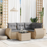 vidaXL 4-delige Loungeset met kussens poly rattan zwart