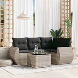 vidaXL 4-delige Loungeset met kussens poly rattan zwart