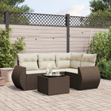 vidaXL 4-delige Loungeset met kussens poly rattan zwart