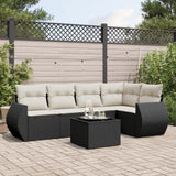 vidaXL 5-delige Loungeset met kussens poly rattan zwart