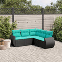 vidaXL ensemble de 5 banques de jardin avec coussins en polyrotan noir
