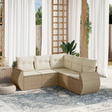 vidaXL 5-delige Loungeset met kussens poly rattan zwart