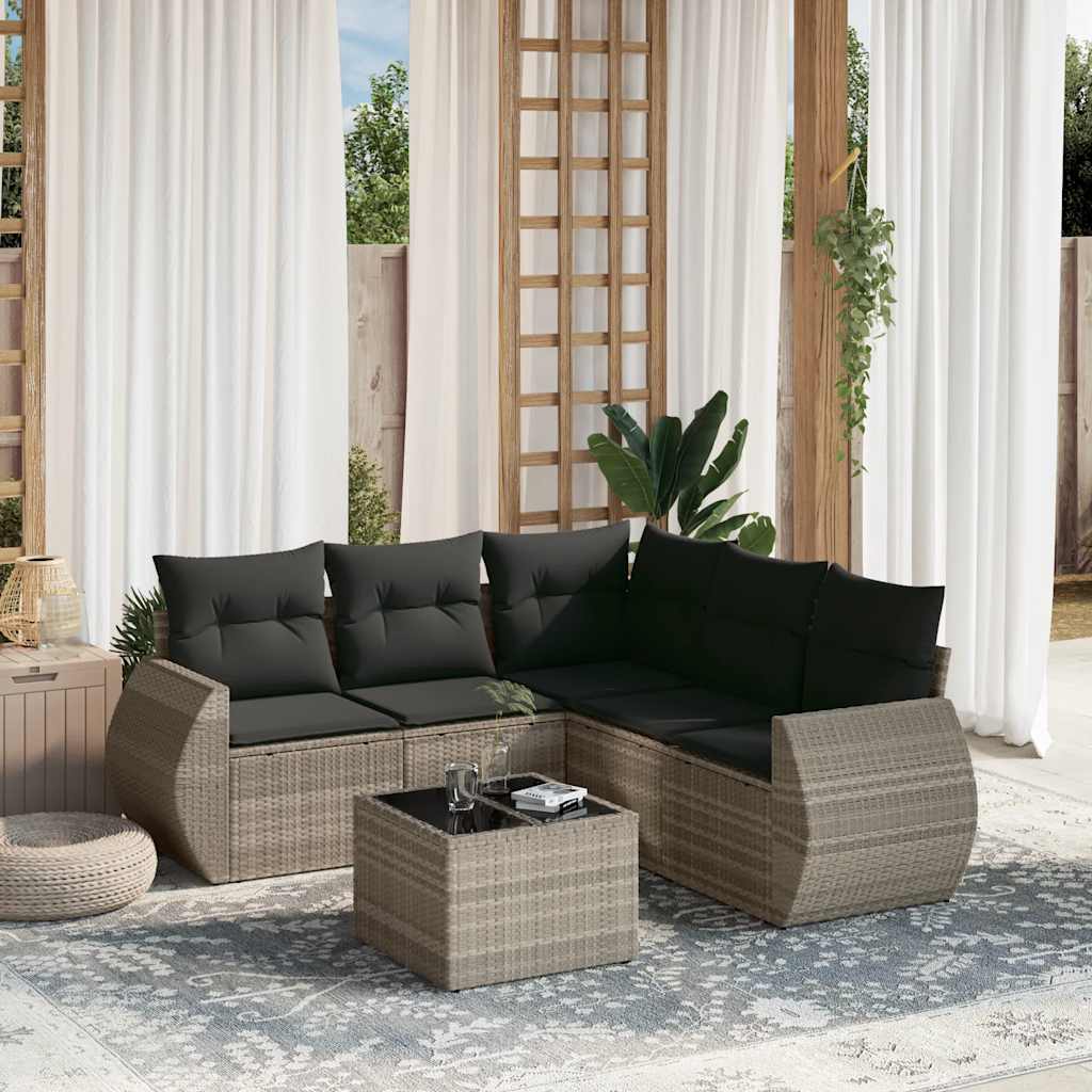 vidaXL 5-delige Loungeset met kussens poly rattan zwart