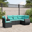 vidaXL ensemble de 5 banques de jardin avec coussins en polyrotan noir