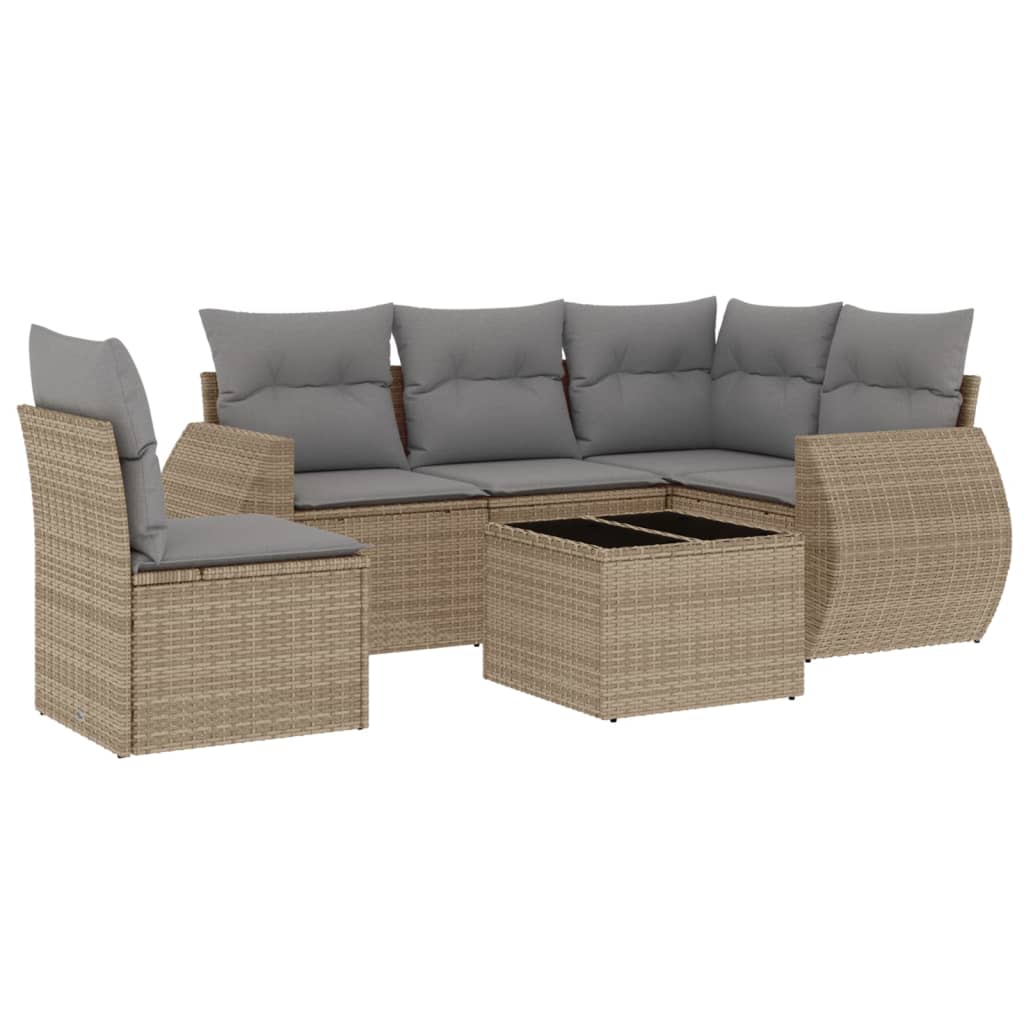 vidaXL 5-delige Loungeset met kussens poly rattan zwart