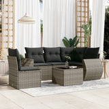 vidaXL 5-delige Loungeset met kussens poly rattan zwart