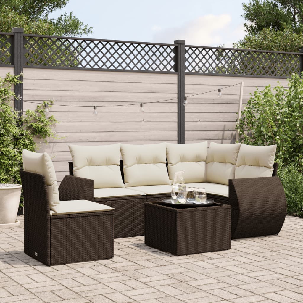 vidaXL 5-delige Loungeset met kussens poly rattan zwart