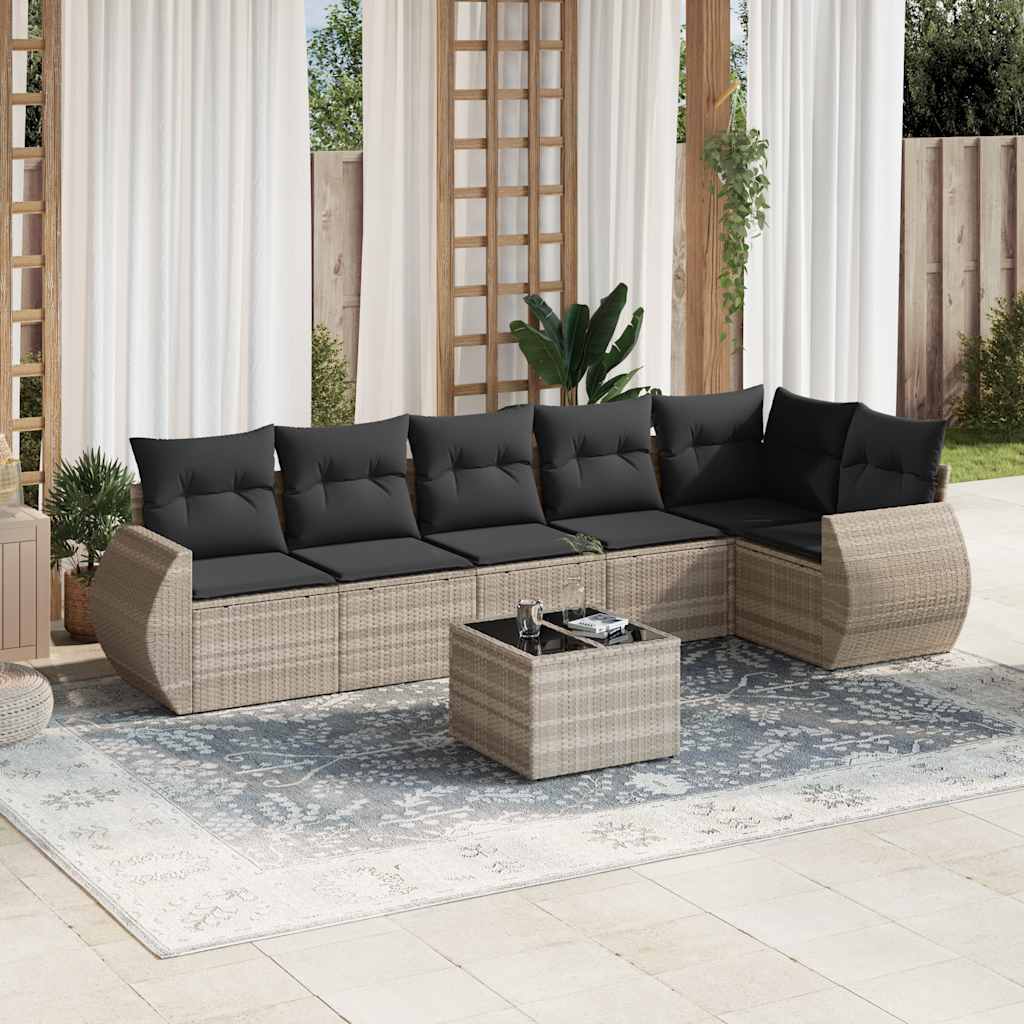 vidaXL 6-delige Loungeset met kussens poly rattan zwart