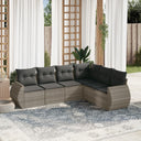 vidaXL 6-delige Loungeset met kussens poly rattan zwart