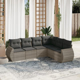 vidaXL 6-delige Loungeset met kussens poly rattan zwart