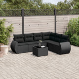 vidaXL 6-delige Loungeset met kussens poly rattan zwart