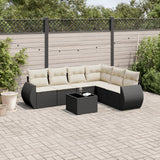 vidaXL 6-delige Loungeset met kussens poly rattan zwart
