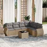 vidaXL 6-delige Loungeset met kussens poly rattan zwart