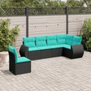 vidaXL ensemble de 6 bancs de jardin avec coussins en polyrotan noir