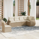 vidaXL 6-delige Loungeset met kussens poly rattan zwart