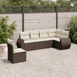 vidaXL 6-delige Loungeset met kussens poly rattan zwart