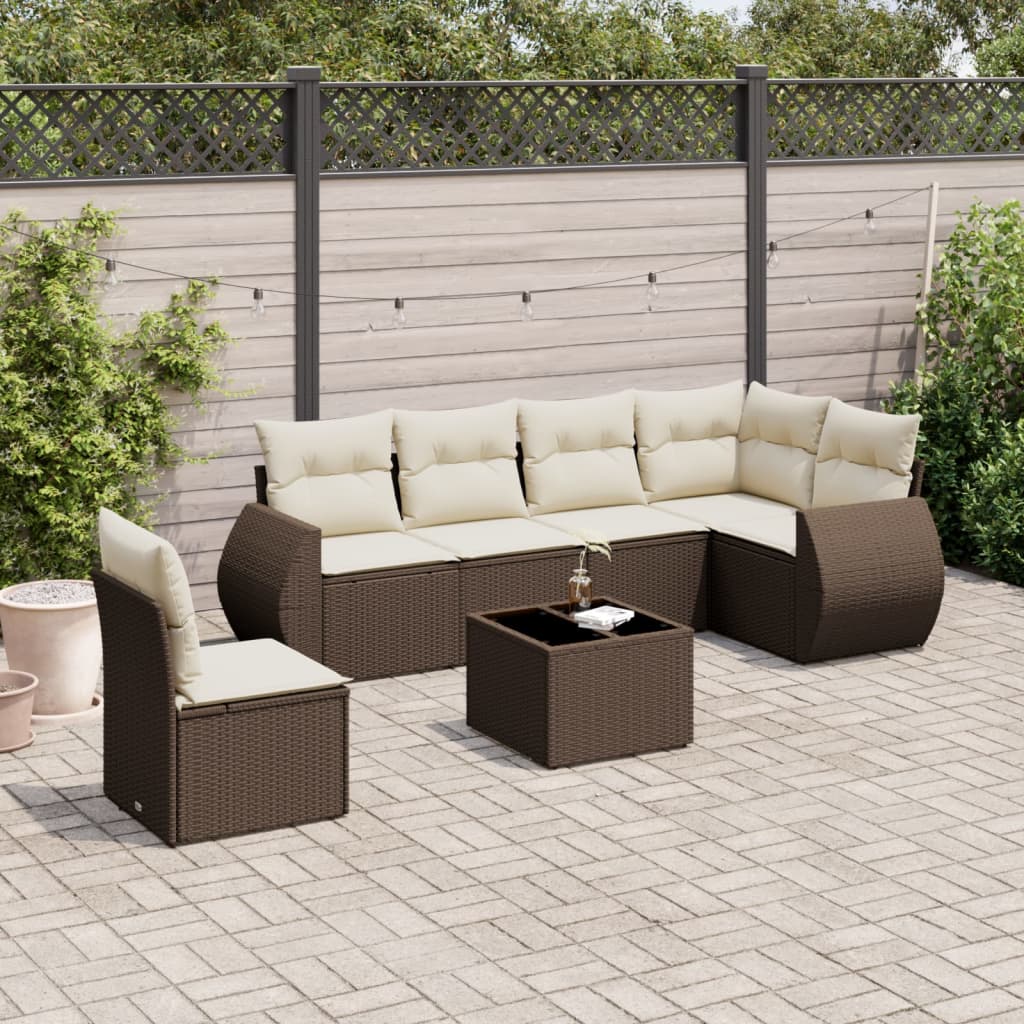 vidaXL 6-delige Loungeset met kussens poly rattan zwart