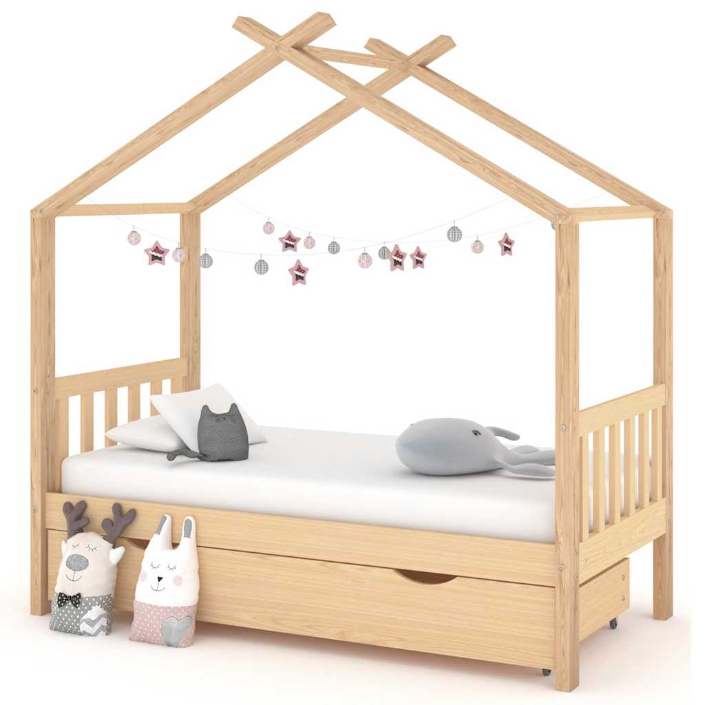 vidaXL Kinderbedframe met lade massief grenenhout 70x140 cm