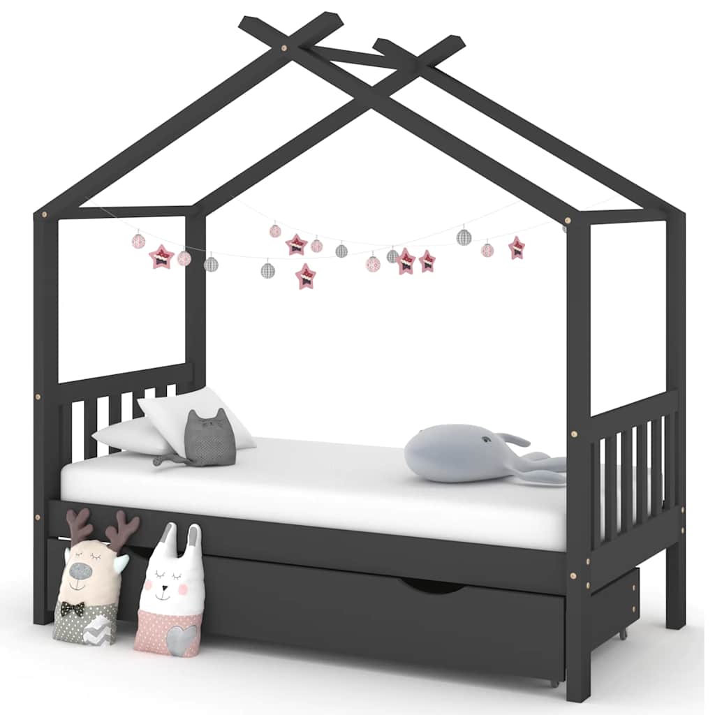 vidaXL Kinderbedframe met lade massief grenenhout 70x140 cm