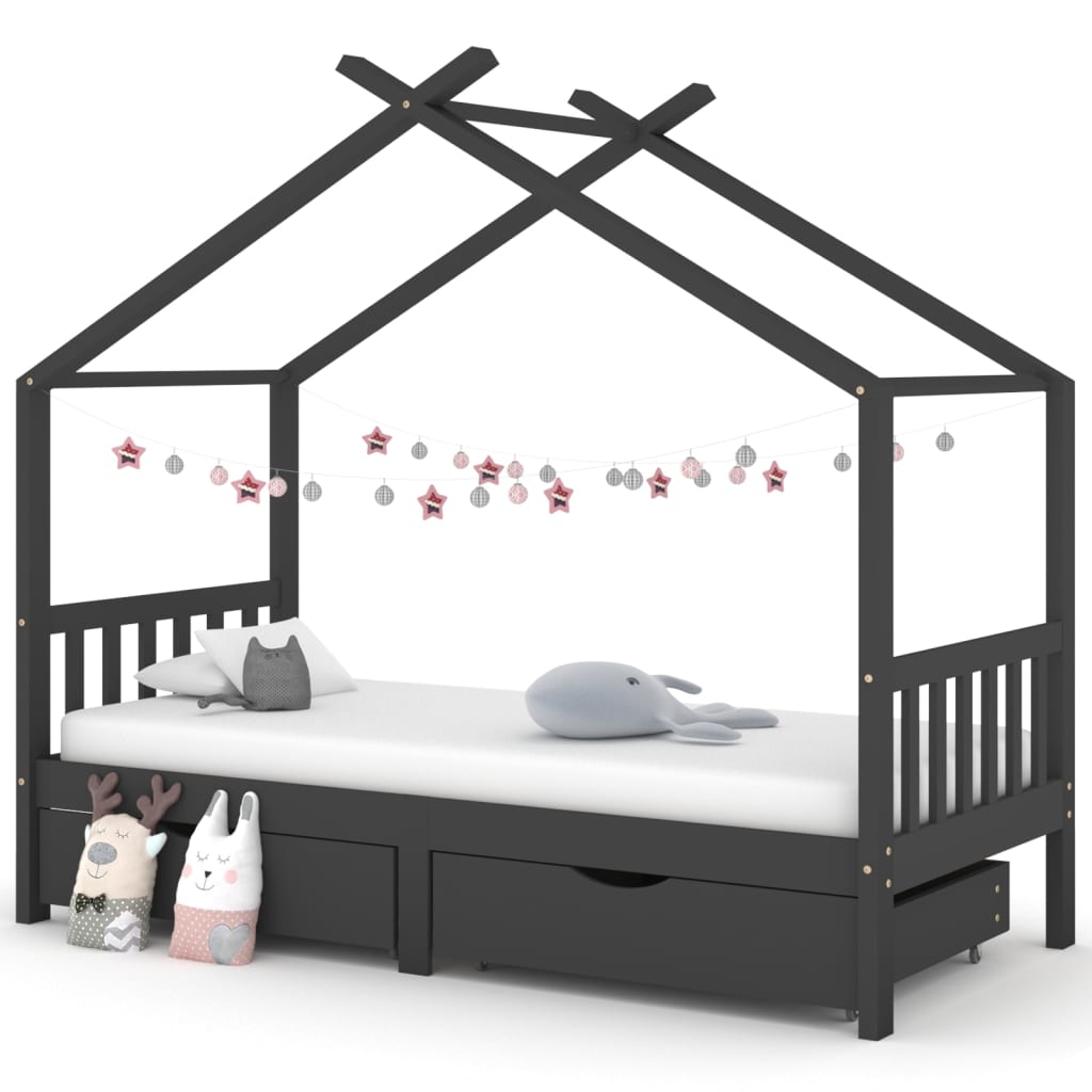 vidaXL Kinderbedframe met lade massief grenenhout 70x140 cm
