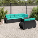 vidaXL ensemble de 7 banques de jardin avec coussins en polyrotan noir