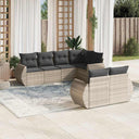 vidaXL Ensemble de salon 7 pièces avec coussins en poly rotin noir