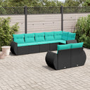 vidaXL Ensemble de 8 bancs de jardin avec coussins, noir polyrotan