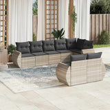 vidaXL 8-delige Loungeset met kussens poly rattan zwart