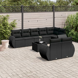 vidaXL 8-delige Loungeset met kussens poly rattan zwart