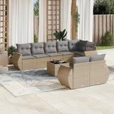 vidaXL 8-delige Loungeset met kussens poly rattan zwart