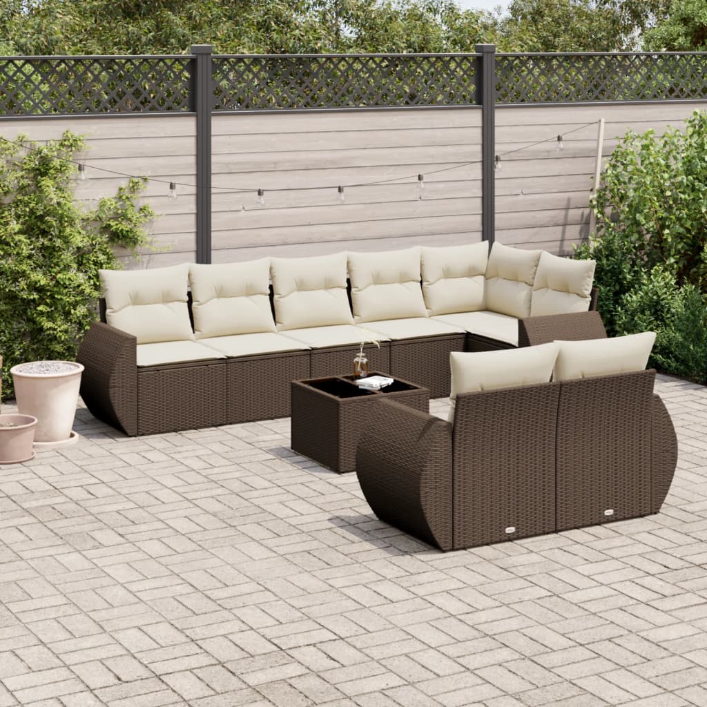 vidaXL 8-delige Loungeset met kussens poly rattan zwart