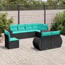 vidaXL Ensemble de 8 bancs de jardin avec coussins, noir polyrotan