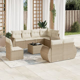 vidaXL 8-delige Loungeset met kussens poly rattan zwart
