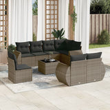 vidaXL 8-delige Loungeset met kussens poly rattan zwart