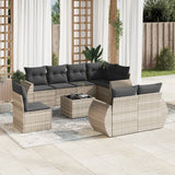 vidaXL 8-delige Loungeset met kussens poly rattan zwart