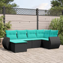 vidaXL ensemble de 6 bancs de jardin avec coussins en polyrotan noir
