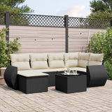 vidaXL 6-delige Loungeset met kussens poly rattan zwart