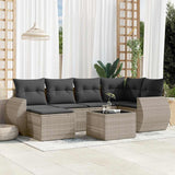 vidaXL 6-delige Loungeset met kussens poly rattan zwart