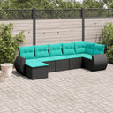 vidaXL ensemble de 7 banques de jardin avec coussins en polyrotan noir