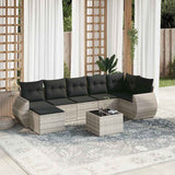 vidaXL 7-delige Loungeset met kussens poly rattan zwart