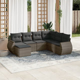 vidaXL 7-delige Loungeset met kussens poly rattan zwart