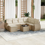 vidaXL 7-delige Loungeset met kussens poly rattan zwart