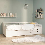 vidaXL Bedbank 3-zits met lades massief grenenhout 90x200 cm