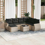 vidaXL 7-delige Loungeset met kussens poly rattan zwart