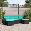 vidaXL ensemble de 6 bancs de jardin avec coussins en polyrotan noir
