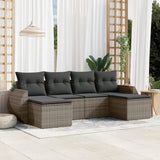 vidaXL 6-delige Loungeset met kussens poly rattan zwart